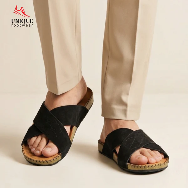 Premium Suede Sandal Black (512)-image