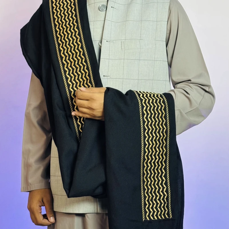 Palestine Keffiyeh Design Luxury Shawl (Black)