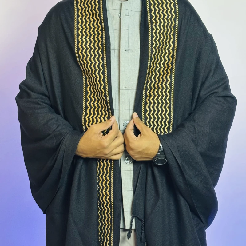 Palestine Keffiyeh Design Luxury Shawl (Black)